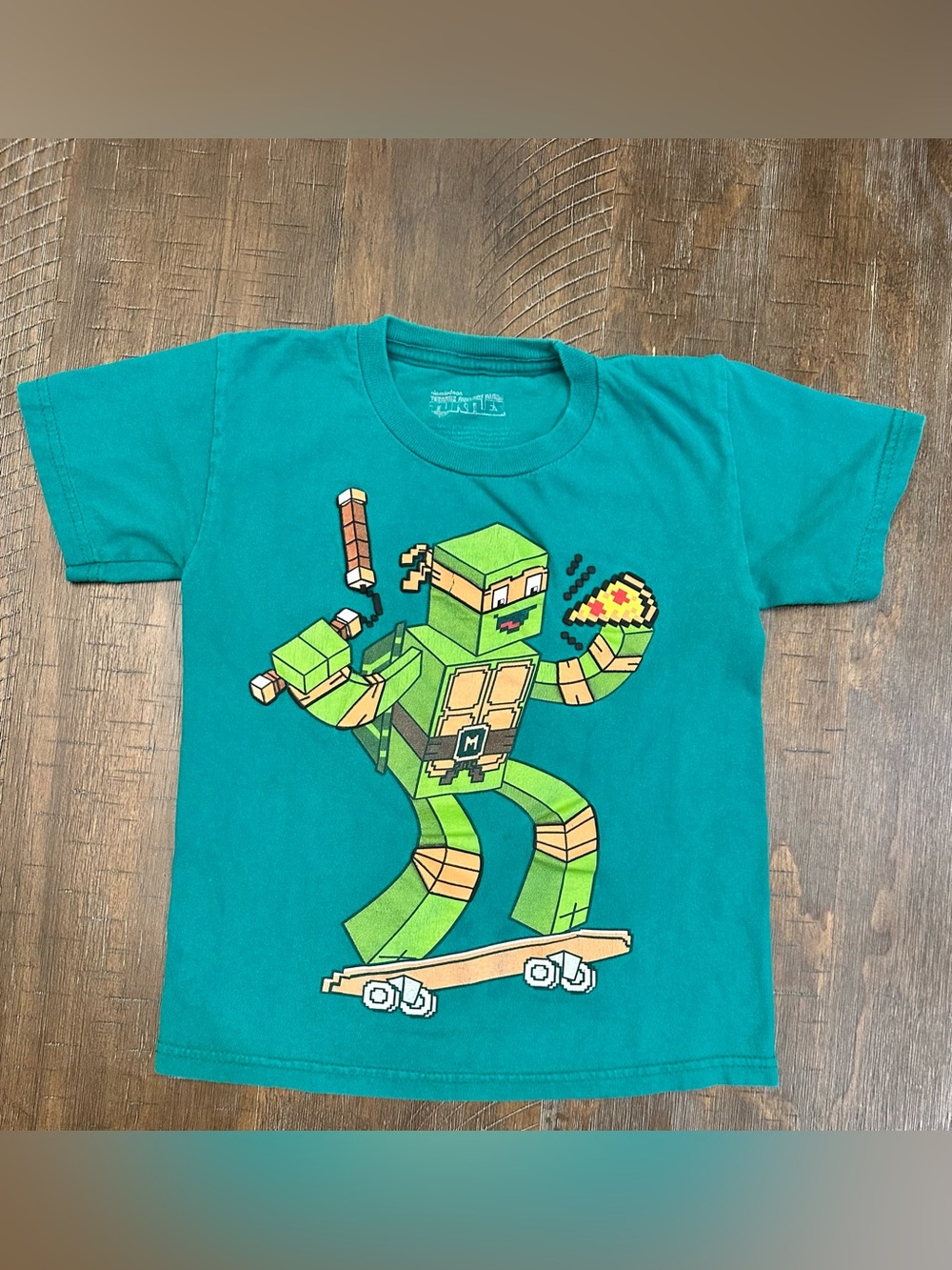 Kids Green Graphic Turtle Skateboard T-Shirt